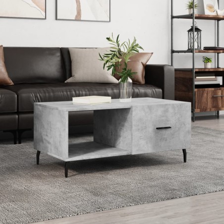 Table basse gris béton 90x50x40 cm bois d'ingénierie 