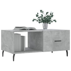 Table basse gris béton 90x50x40 cm bois d'ingénierie 