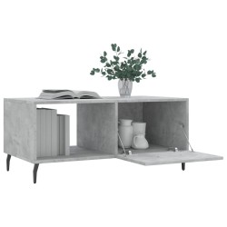 Table basse gris béton 90x50x40 cm bois d'ingénierie 