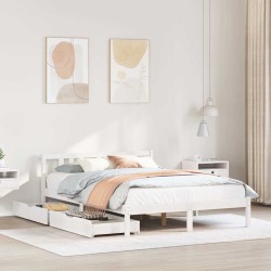 Cadre de lit sans matelas blanc 150x200 cm bois de pin massif 