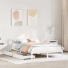 Cadre de lit sans matelas blanc 150x200 cm bois de pin massif 
