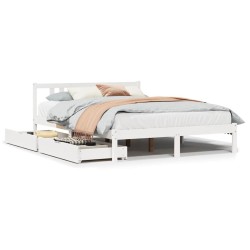 Cadre de lit sans matelas blanc 150x200 cm bois de pin massif 