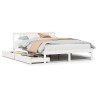 Cadre de lit sans matelas blanc 150x200 cm bois de pin massif 