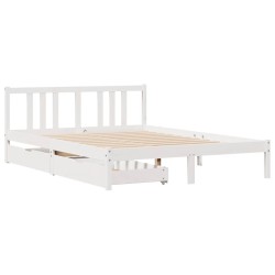 Cadre de lit sans matelas blanc 150x200 cm bois de pin massif 