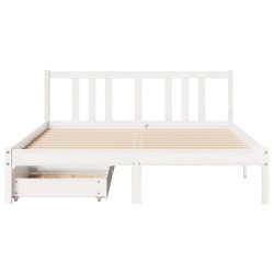 Cadre de lit sans matelas blanc 150x200 cm bois de pin massif 