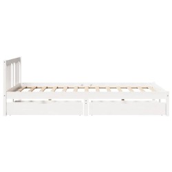 Cadre de lit sans matelas blanc 150x200 cm bois de pin massif 