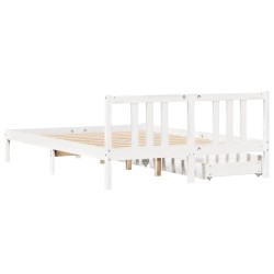 Cadre de lit sans matelas blanc 150x200 cm bois de pin massif 