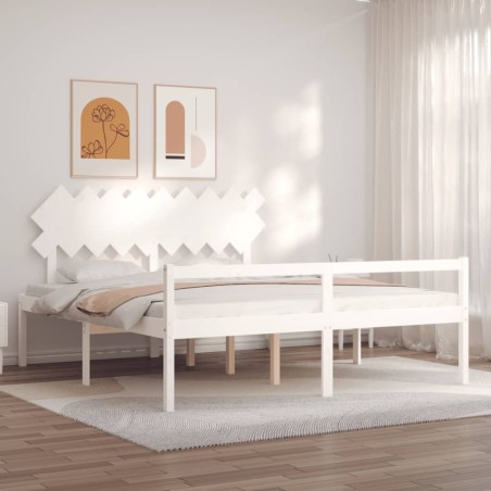 Lit pour personne âgée sans matelas blanc bois massif 