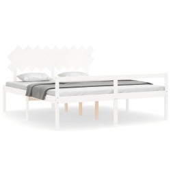 Lit pour personne âgée sans matelas blanc bois massif 