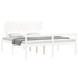 Lit pour personne âgée sans matelas blanc bois massif 