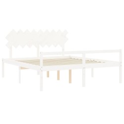 Lit pour personne âgée sans matelas blanc bois massif 