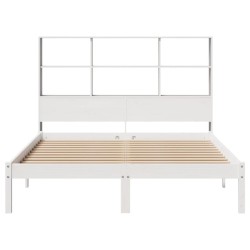 Lit bibliothèque sans matelas blanc 120x190 cm bois pin massif 