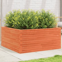 Jardinière cire marron 100x100x46 cm bois de pin massif 