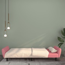 Canapé-lit à 2 places rose velours 