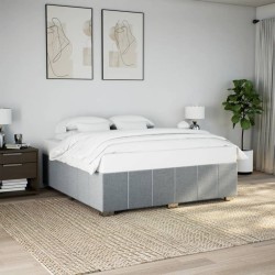 Cadre de lit sans matelas gris clair 200x200 cm tissu 