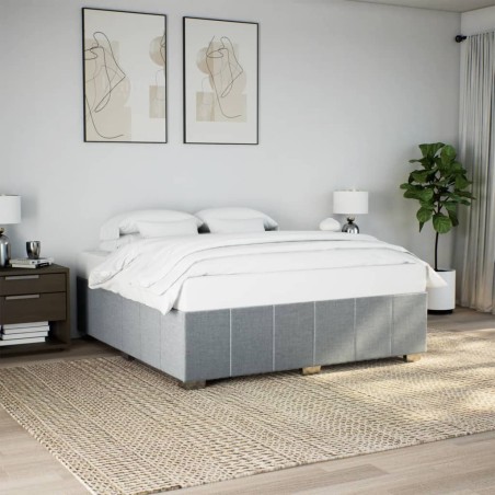 Cadre de lit sans matelas gris clair 200x200 cm tissu 