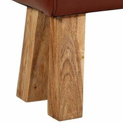 Banc saut de cheval 160 cm Marron Cuir véritable et bois acacia 