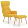 Chaise de relaxation avec repose-pied Jaune moutarde Tissu 