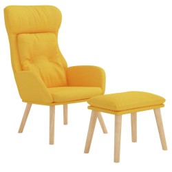 Chaise de relaxation avec repose-pied Jaune moutarde Tissu 