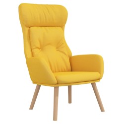 Chaise de relaxation avec repose-pied Jaune moutarde Tissu 