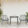 Ensemble à manger de jardin et coussins 3 pcs noir rotin verre 
