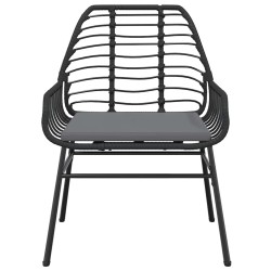 Ensemble à manger de jardin et coussins 3 pcs noir rotin verre 