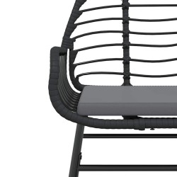 Ensemble à manger de jardin et coussins 3 pcs noir rotin verre 