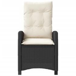 Chaises inclinables de jardin lot de 2 et coussins noir rotin 