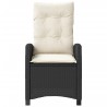 Chaises inclinables de jardin lot de 2 et coussins noir rotin 