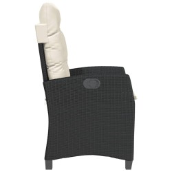 Chaises inclinables de jardin lot de 2 et coussins noir rotin 