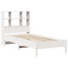 Lit bibliothèque sans matelas blanc 90x200cm bois de pin massif 