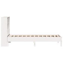 Lit bibliothèque sans matelas blanc 90x200cm bois de pin massif 