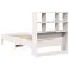 Lit bibliothèque sans matelas blanc 90x200cm bois de pin massif 