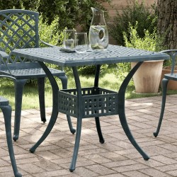 Table de jardin vert 80x80x75 cm aluminium coulé 