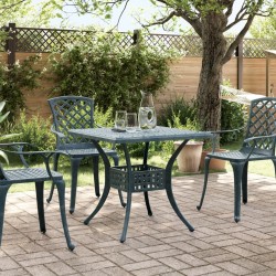 Table de jardin vert 80x80x75 cm aluminium coulé 