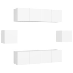Ensemble de meubles TV 6 pcs Blanc Bois d'ingénierie 