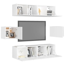 Ensemble de meubles TV 6 pcs Blanc Bois d'ingénierie 