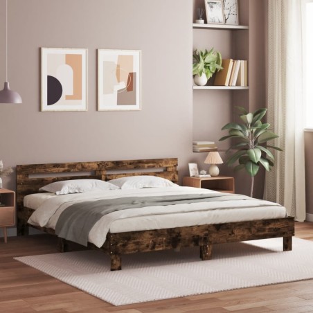 Cadre de lit sans matelas chêne fumé 180x200 cm 
