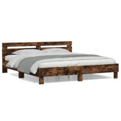 Cadre de lit sans matelas chêne fumé 180x200 cm 