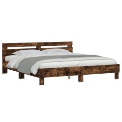 Cadre de lit sans matelas chêne fumé 180x200 cm 