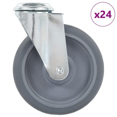 24 pcs Roulettes pivotantes à trou de boulon 125 mm 