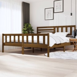 Cadre de lit sans matelas marron miel bois massif 200x200 cm 