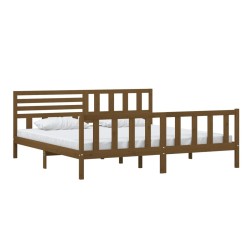 Cadre de lit sans matelas marron miel bois massif 200x200 cm 
