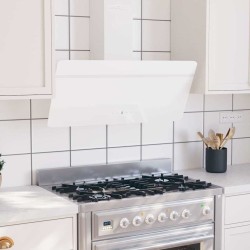Hotte murale 90 cm Acier et verre trempé Blanc 
