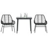 Ensemble à manger de jardin 3 pcs noir résine tressée verre 