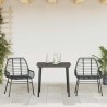 Ensemble à manger de jardin 3 pcs noir résine tressée verre 