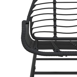 Ensemble à manger de jardin 3 pcs noir résine tressée verre 