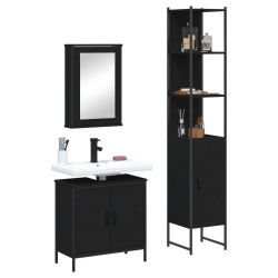 Ensemble de meubles salle de bain 3 pcs noir bois d'ingénierie 