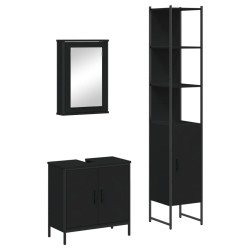 Ensemble de meubles salle de bain 3 pcs noir bois d'ingénierie 