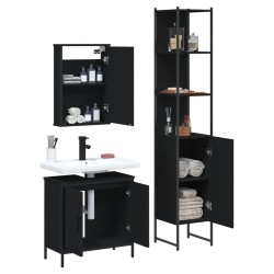 Ensemble de meubles salle de bain 3 pcs noir bois d'ingénierie 